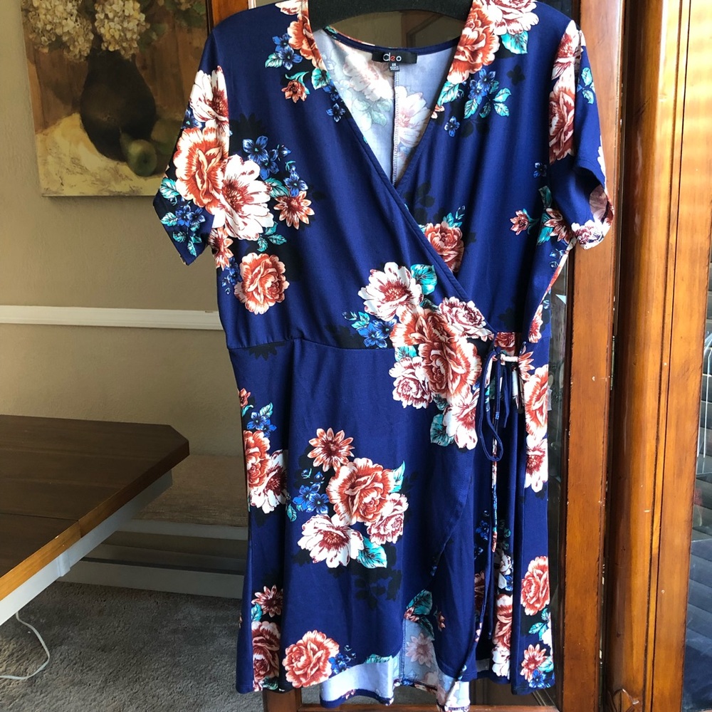 Floral Faux Wrap Dress Size 2X